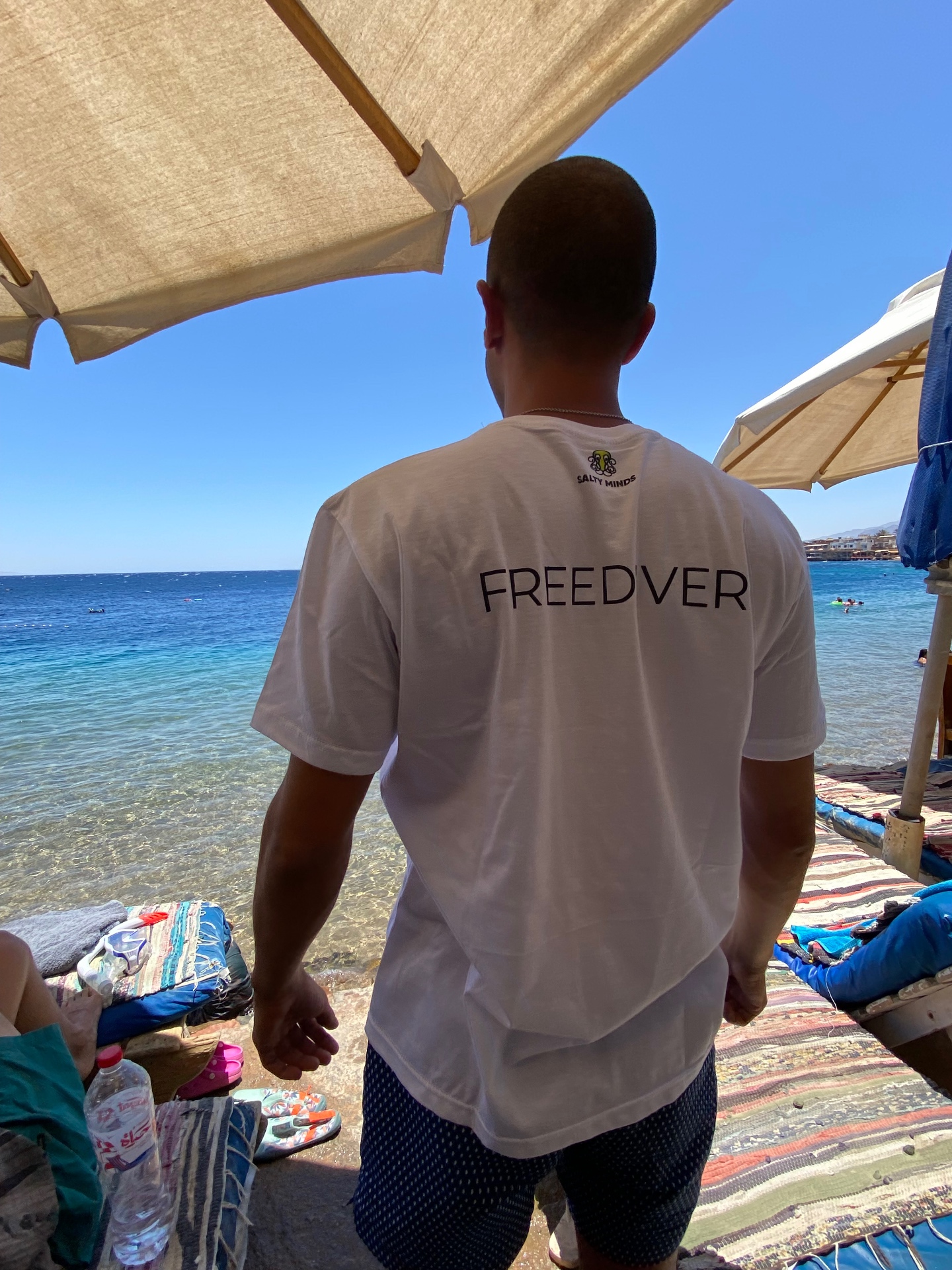 Salty Minds freediver on the beach